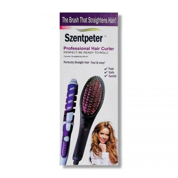 Szentpeter Simply 2 in 1 Hair Curler and Straightener Brush